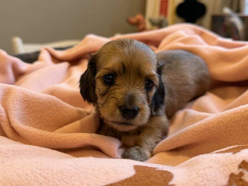 カニンヘンダックスフンド ヤイヤイ ＆ 竹千代の子犬 レデッシュイエロー 女の子（1）