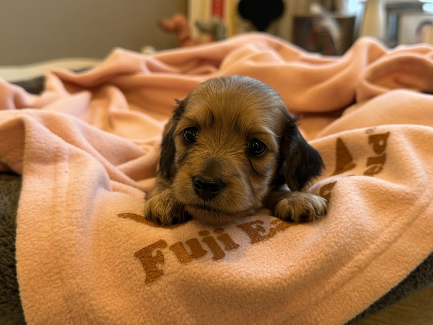 カニンヘンダックスフンド ヤイヤイ ＆ 竹千代の子犬 レデッシュイエロー 女の子（1）